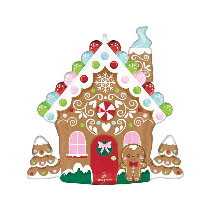 BALLON METALLIQUE MAISON PAIN D'EPICE 68 X 68 CM