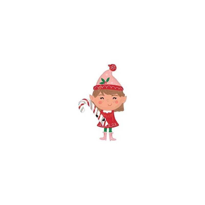 BALLON METALLIQUE LUTIN FILLE DE NOEL 99 CM 