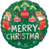 BALLON METALLIQUE ROND MERRY CHRISTMAS CHAUSSONS ET BOULES DE NOEL OURSON 43 CM 