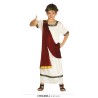 DEGUISEMENT DE ROMAIN CESAR TOGE BLANCHE DRAPE ROUGE AUGUSTE TAILLE 10-12 ANS