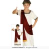 DEGUISEMENT DE ROMAIN CESAR TOGE BLANCHE DRAPE ROUGE AUGUSTE TAILLE 10-12 ANS