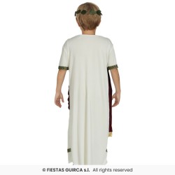 DEGUISEMENT DE ROMAIN CESAR TOGE BLANCHE DRAPE ROUGE AUGUSTE TAILLE 10-12 ANS