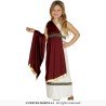 DEGUISEMENT FILLE DEESSE ROMAINE TOGE BLANCHE DRAPE ROUGE BORDEAU TAILLE 5-6 ANS