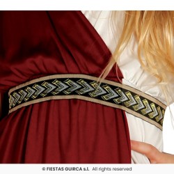 DEGUISEMENT FILLE DEESSE ROMAINE TOGE BLANCHE DRAPE ROUGE BORDEAU TAILLE 5-6 ANS