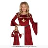 DEGUISEMENT FILLE MEDIEVALE PRINCESSE ROBE BORDEAU ORNEMENTS OR TAILLE 10-12