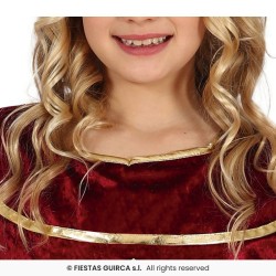 DEGUISEMENT FILLE MEDIEVALE PRINCESSE ROBE BORDEAU ORNEMENTS OR TAILLE 10-12