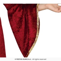 DEGUISEMENT FILLE MEDIEVALE PRINCESSE ROBE BORDEAU ORNEMENTS OR TAILLE 10-12