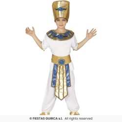 DEGUISEMENT PHARAON EGYPTIEN TOUTANKAMON BLANC ET OR TAILLE 5-6 ANS