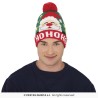 BONNET A POMPOM PERE NOEL HOHOHO! MOTIFS SUR FOND VERT