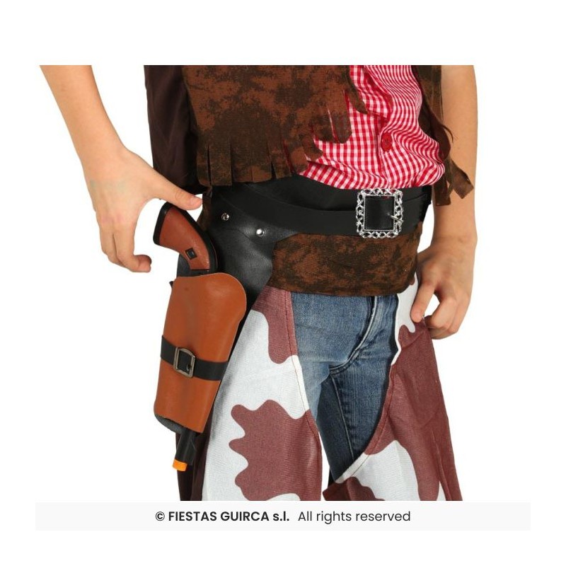 HOLSTER + CEINTURE + PISTOLET WESTERN ENFANT NOIR ET MARRON