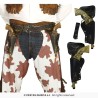 DOUBLE HOLSTER + CEINTURE + 2 PISTOLETS WESTERN ADULTE NOIR ET OR