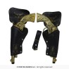 DOUBLE HOLSTER + CEINTURE + 2 PISTOLETS WESTERN ADULTE NOIR ET OR