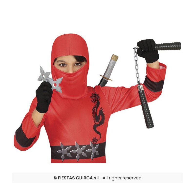 SET NINJA 4 PIECES EPEE AVEC FOURREAU SHURIKEN ET NUNCHAKU