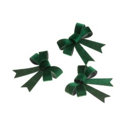 3 NOEUDS VELOURS VERT FONCE 10CM X 12.7CM