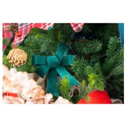 3 NOEUDS VELOURS VERT FONCE 10CM X 12.7CM