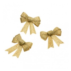 3 NOEUDS PAILLETTES OR ETOILES HOLOGRAMMES 10CM X 12.7CM