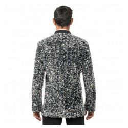 VESTE VELOURS NOIR ET SEQUINS ARGENT TAILLE XXL