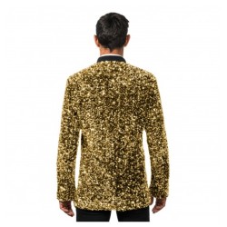VESTE VELOURS NOIR ET SEQUINS OR TAILLE XL