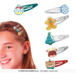 6 PINCES A CHEVEUX MELANGEES DE NOEL
