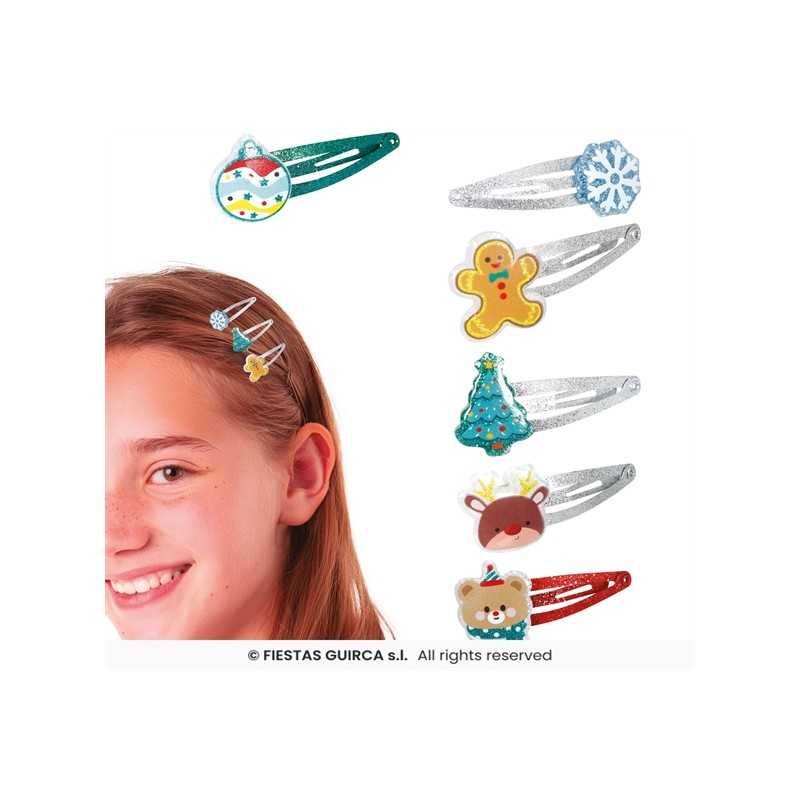 6 PINCES A CHEVEUX MELANGEES DE NOEL