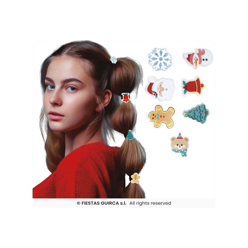 6 ELASTIQUES A CHEVEUX MELANGEES DE NOEL
