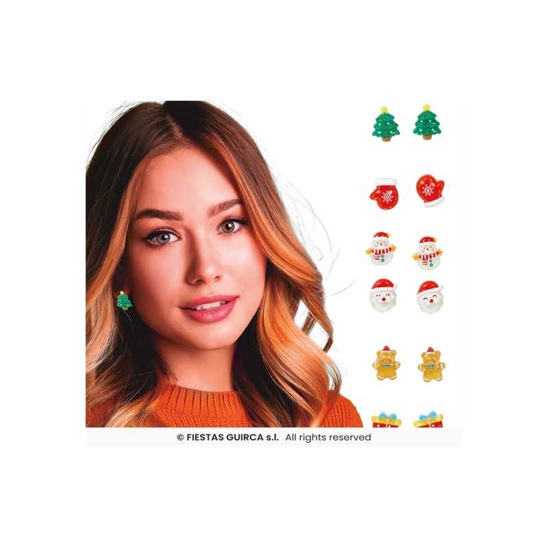 6 PAIRES DE BOUCLES D'OREILLES MELANGEES NOEL