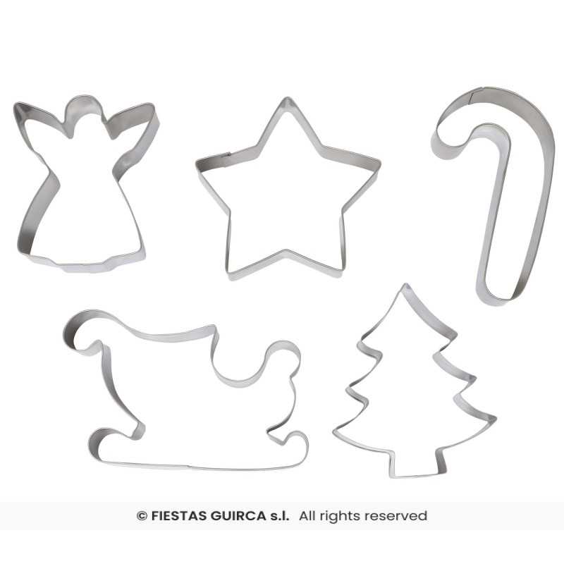 5 MOULES A BISCUITS EN METAL NOEL