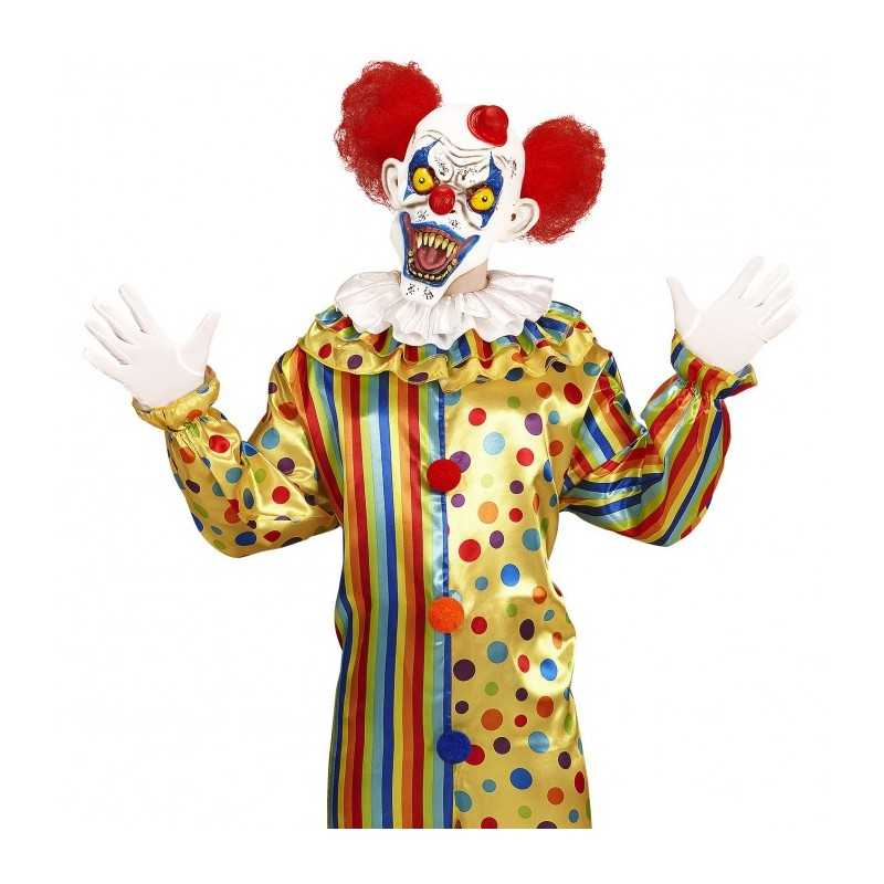 MASQUE LATEX CLOWN TUEUR HALLOWEEN PETIT CHAPEAU ROUGE CHEVEUX ROUGES