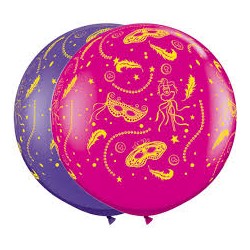 2 BALLONS QUALATEX 3 ' IMPRIMES MASQUES DE CARNAVAL