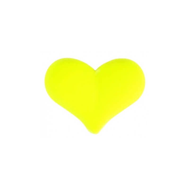 12 PERLES COEURS JAUNE FLUO