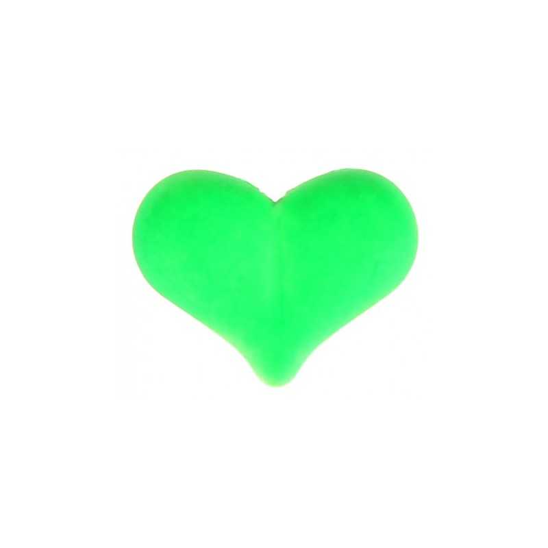 12 PERLES COEURS VERT FLUO