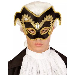 MASQUE LOUP NOIR ET OR MARQUIS