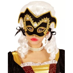 MASQUE LOUP NOIR ET OR MARQUIS