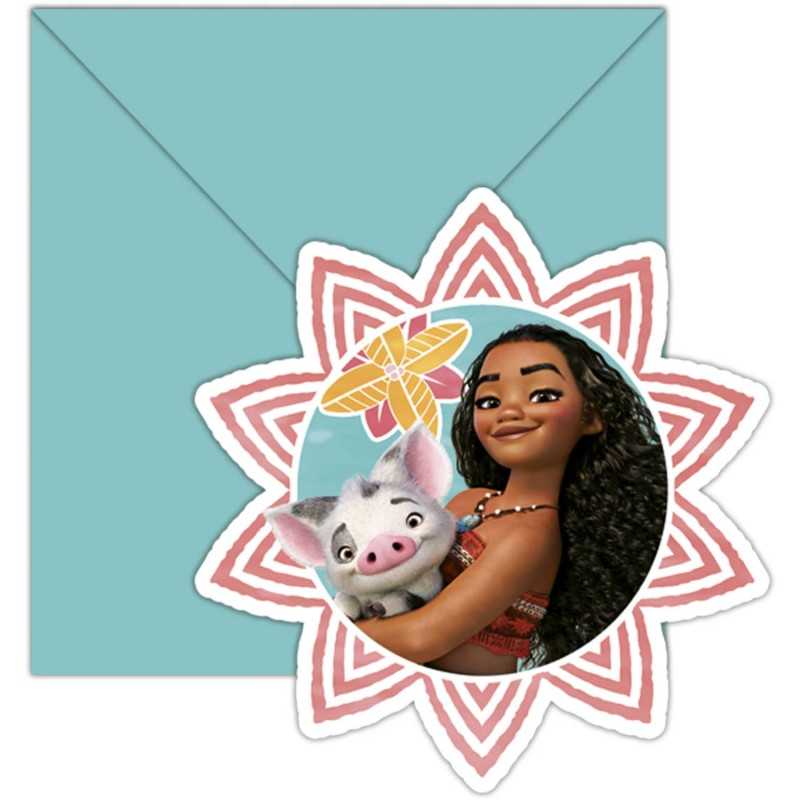 6 CARTES D'INVITATIONS VAIANA