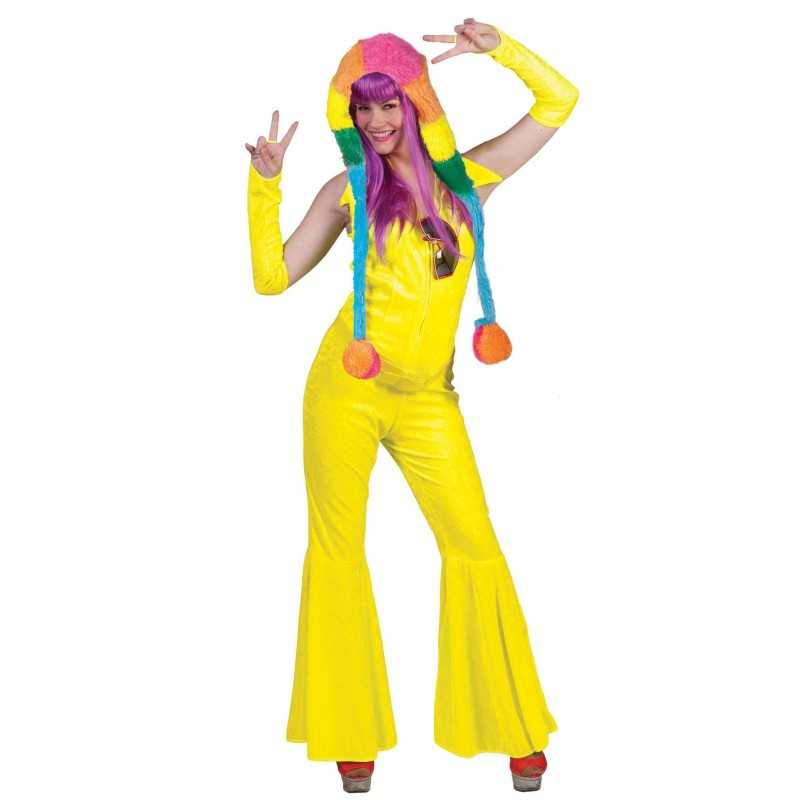 DEGUISEMENT COMBINAISON FLUO JAUNE COMBI/GANTS TAILLE 44/46