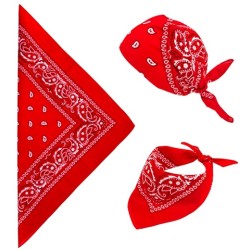 FOULARD OU BANDANA ROUGE WESTERN OU COWBOY 55 X 55 CM COTON