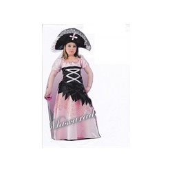 DEGUISEMENT PIRATE LONGUE ROBE ROSE ET NOIRE TAILLE 11/13