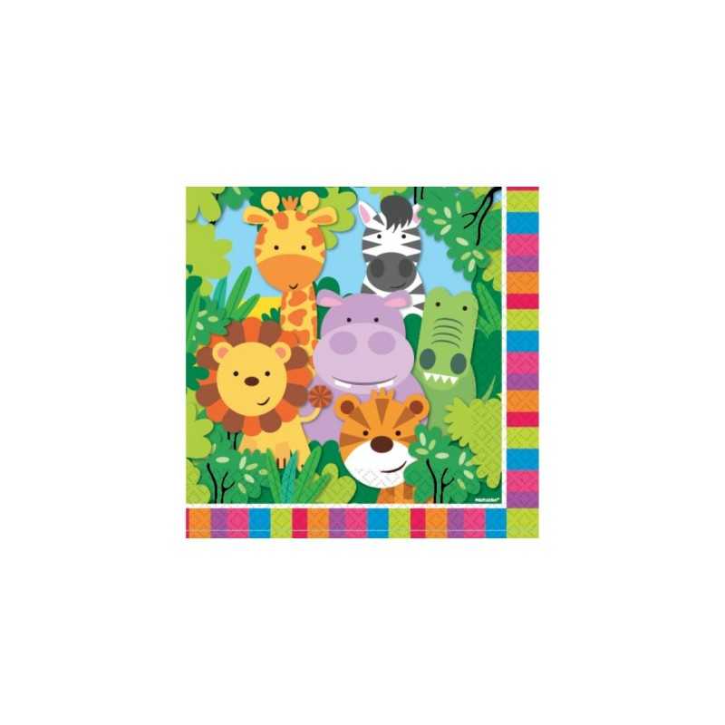 20 SERVIETTES ANIMAUX DE LA JUNGLE 33 X 33 CM