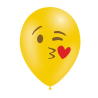 10 BALLONS JAUNE EMOTICONES kISSING HEART