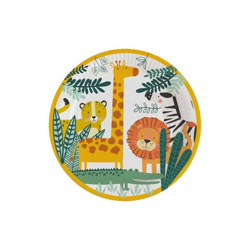 8 ASSIETTES ANIMAUX DE LA JUNGLE ECO 23 CM