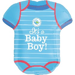 BALLON METALLIQUE BODY BLEU IT'S A BOY 55 X 60 CM