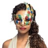 LOUP OU DEMI MASQUE ARLEQUIN ASYMETRIQUE MULTICOLORE