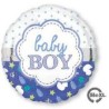 BALLON METALLIQUE ROND BABY BOY BLEU 43 CM