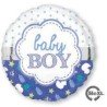 BALLON METALLIQUE ROND BABY BOY BLEU 43 CM