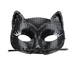 MASQUE LOUP CHAT NOIR PAILLETTES