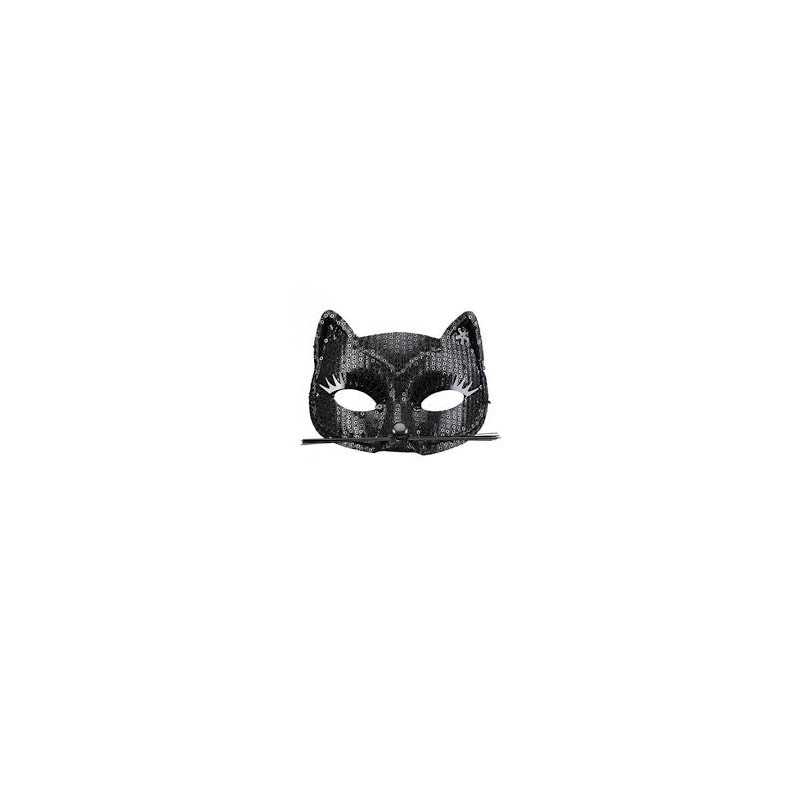 MASQUE LOUP CHAT NOIR PAILLETTES