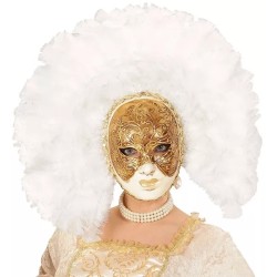 MASQUE VENISE FIDELIO AVEC PLUMES BLANCHES