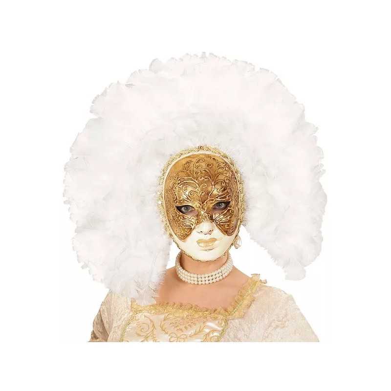 MASQUE VENISE FIDELIO AVEC PLUMES BLANCHES