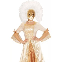 MASQUE VENISE FIDELIO AVEC PLUMES BLANCHES
