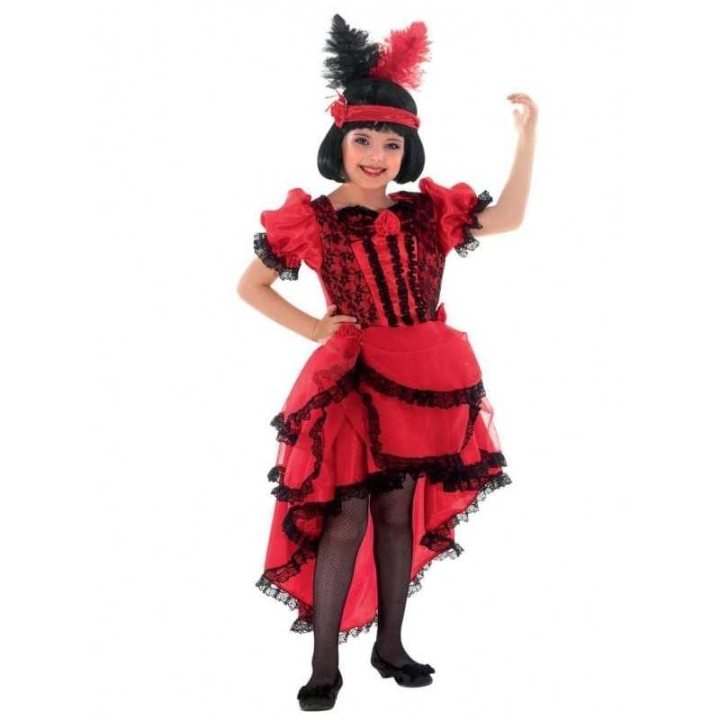DEGUISEMENT ENFANT ROBE CABARET ROUGE OU ESPAGNOLE TAILLE 11-14 ANS